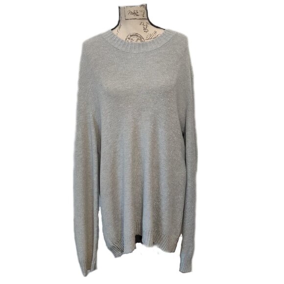 INC Gray Crew Neck Metallic Top Sweater Size Plus XXL - Picture 1 of 6